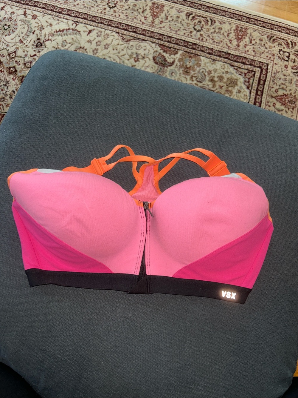 VSX Pink & Orange Front-Zip Performance Sports Bra